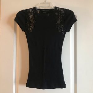 BCBGMaxAzira XS Black Lace Tee